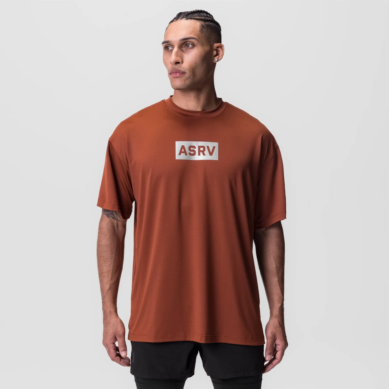 0822. AeroSilver® Oversized Tee - Brick "Box Logo"