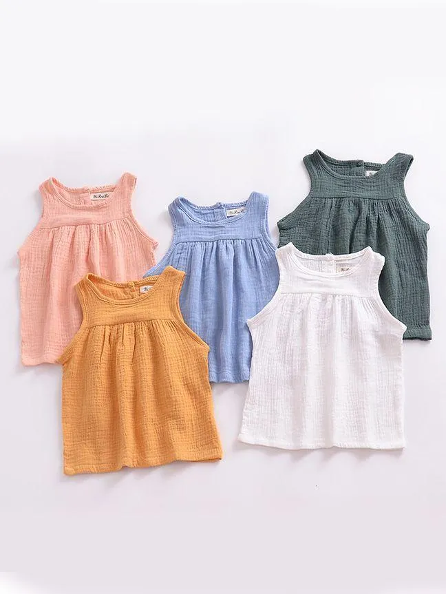 5 Colors Baby Toddler Girl Solid Color Vest Tops Kids Summer Clothes