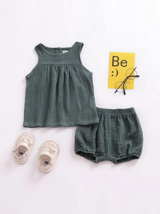5 Colors Baby Toddler Girl Solid Color Vest Tops Kids Summer Clothes