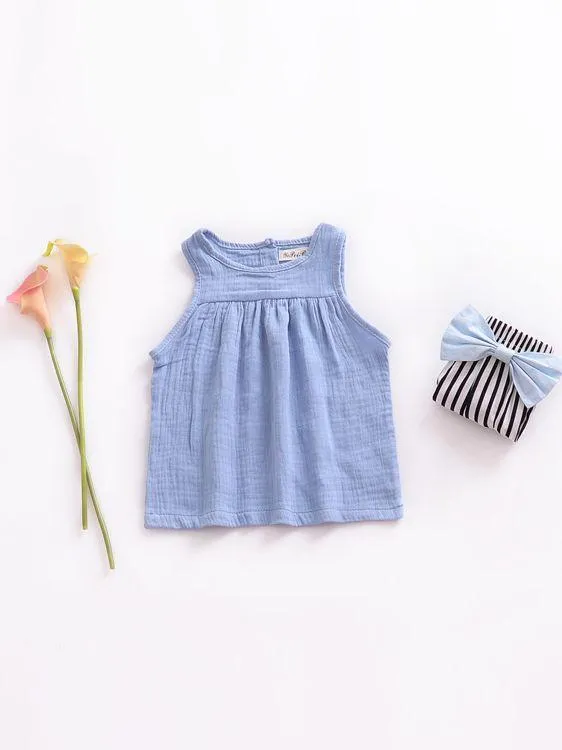 5 Colors Baby Toddler Girl Solid Color Vest Tops Kids Summer Clothes