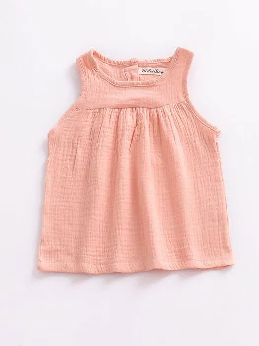 5 Colors Baby Toddler Girl Solid Color Vest Tops Kids Summer Clothes
