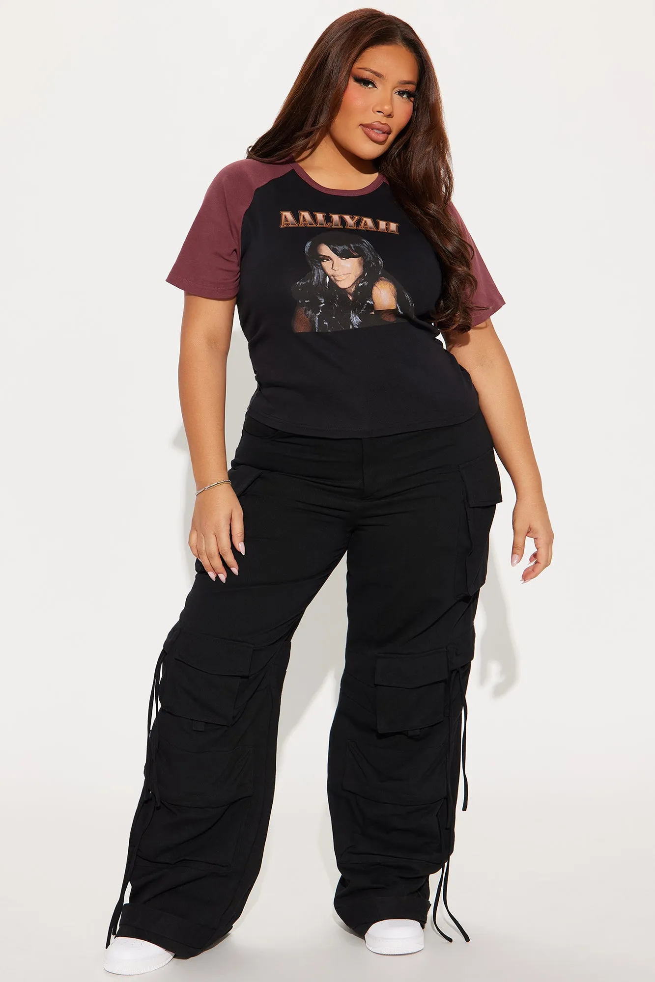Aaliyah Raglan Baby Tee - Black/combo