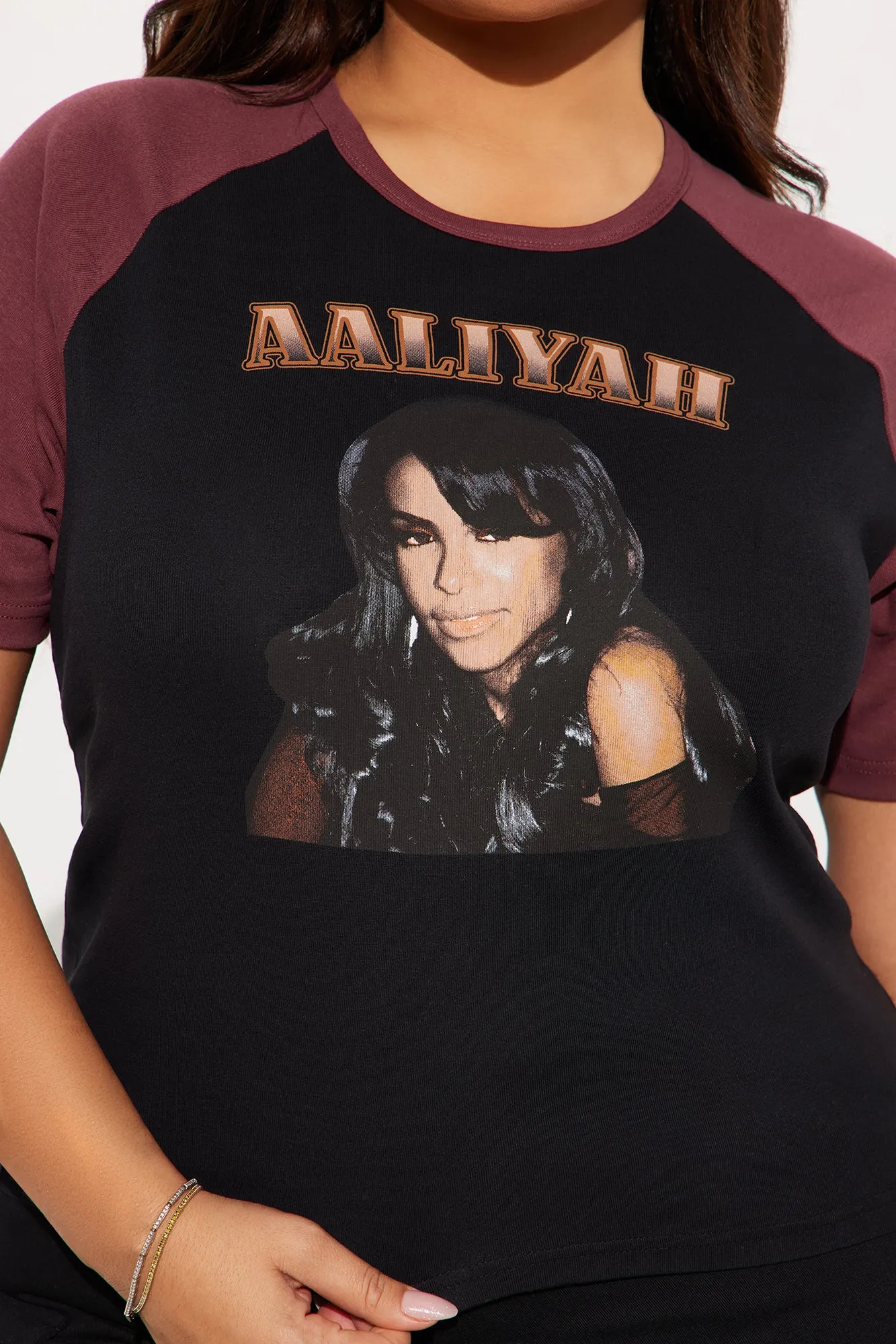 Aaliyah Raglan Baby Tee - Black/combo
