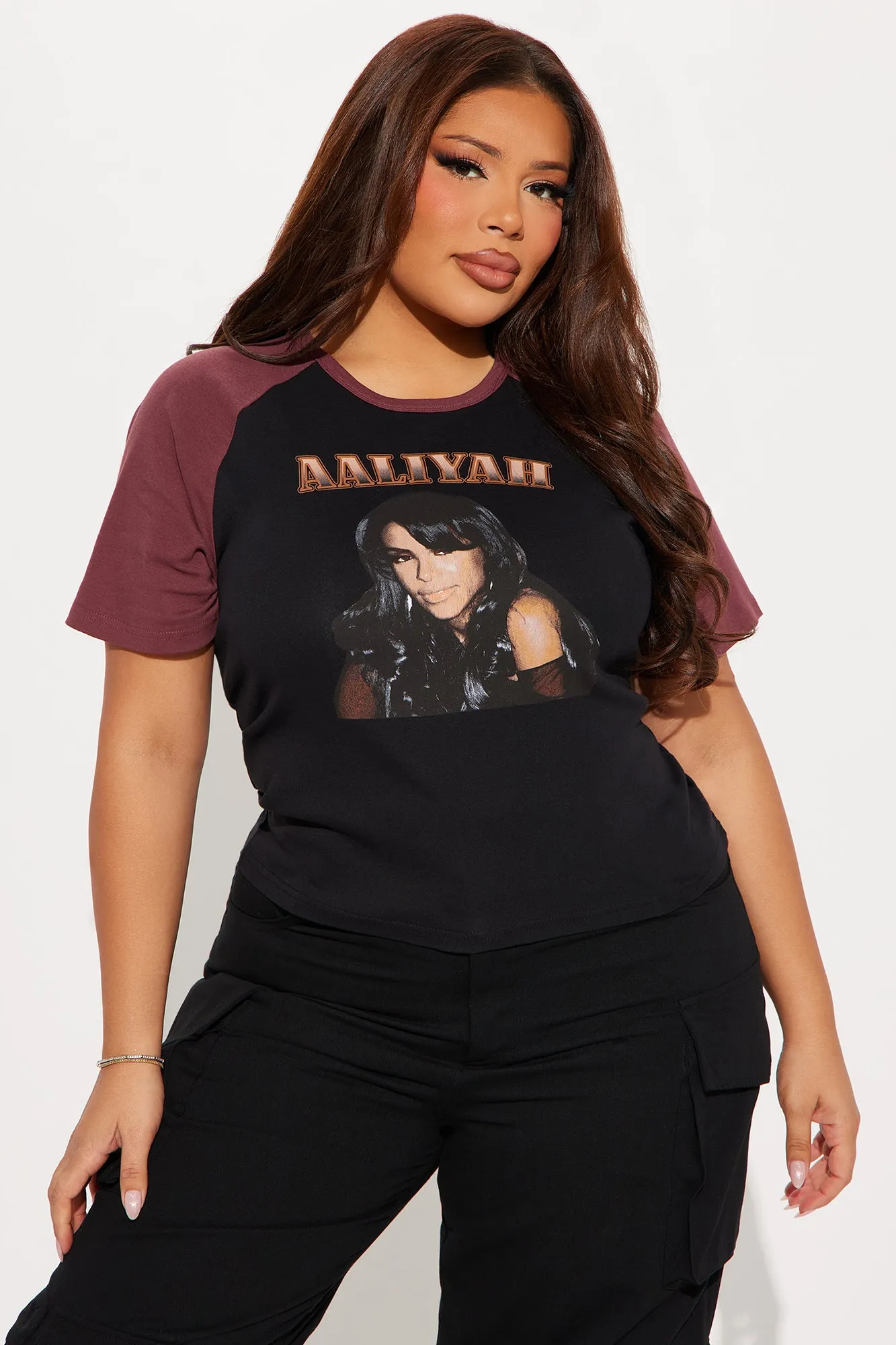 Aaliyah Raglan Baby Tee - Black/combo