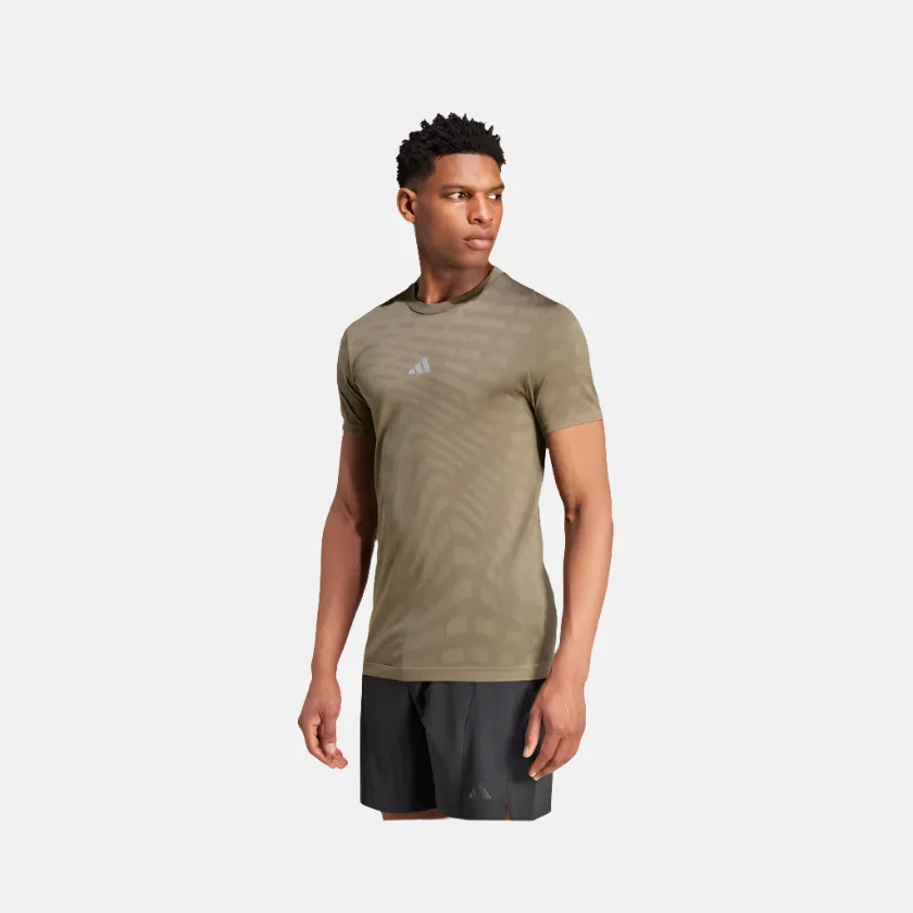 Adidas Gym Training Seamless Men's T-shirt -Olive Strata/Shadow Olive