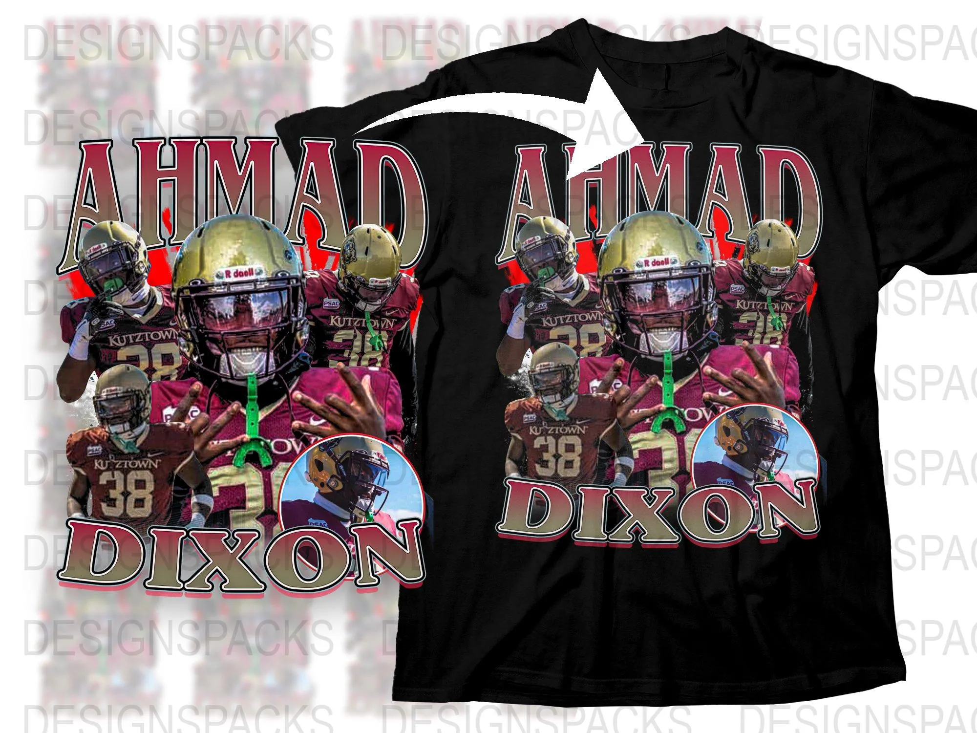 Ahmad Dixon Kutztown Football Bootleg Png Digital Download