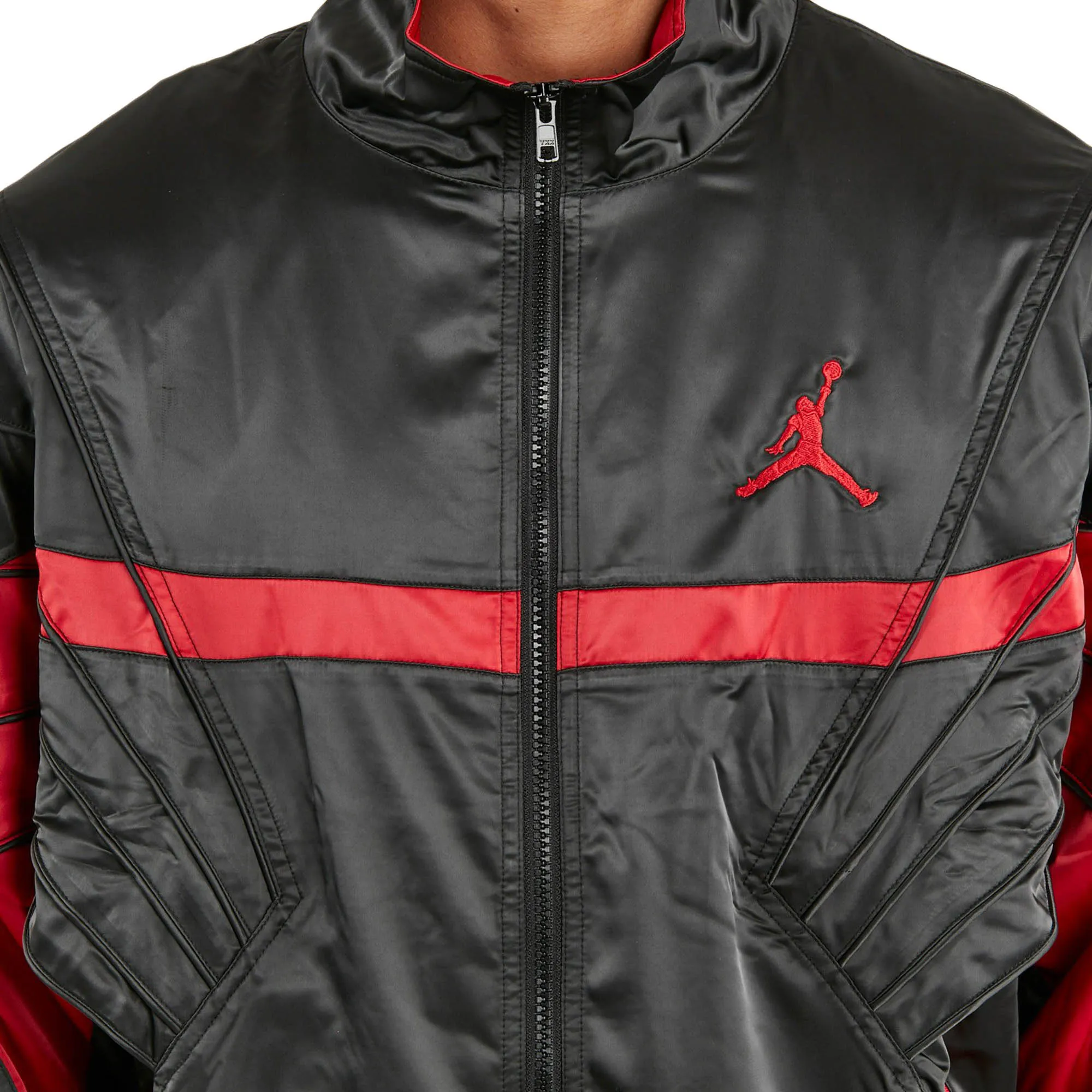 Air Jordan 5 Men's Satin Jacket Black-Gym Red