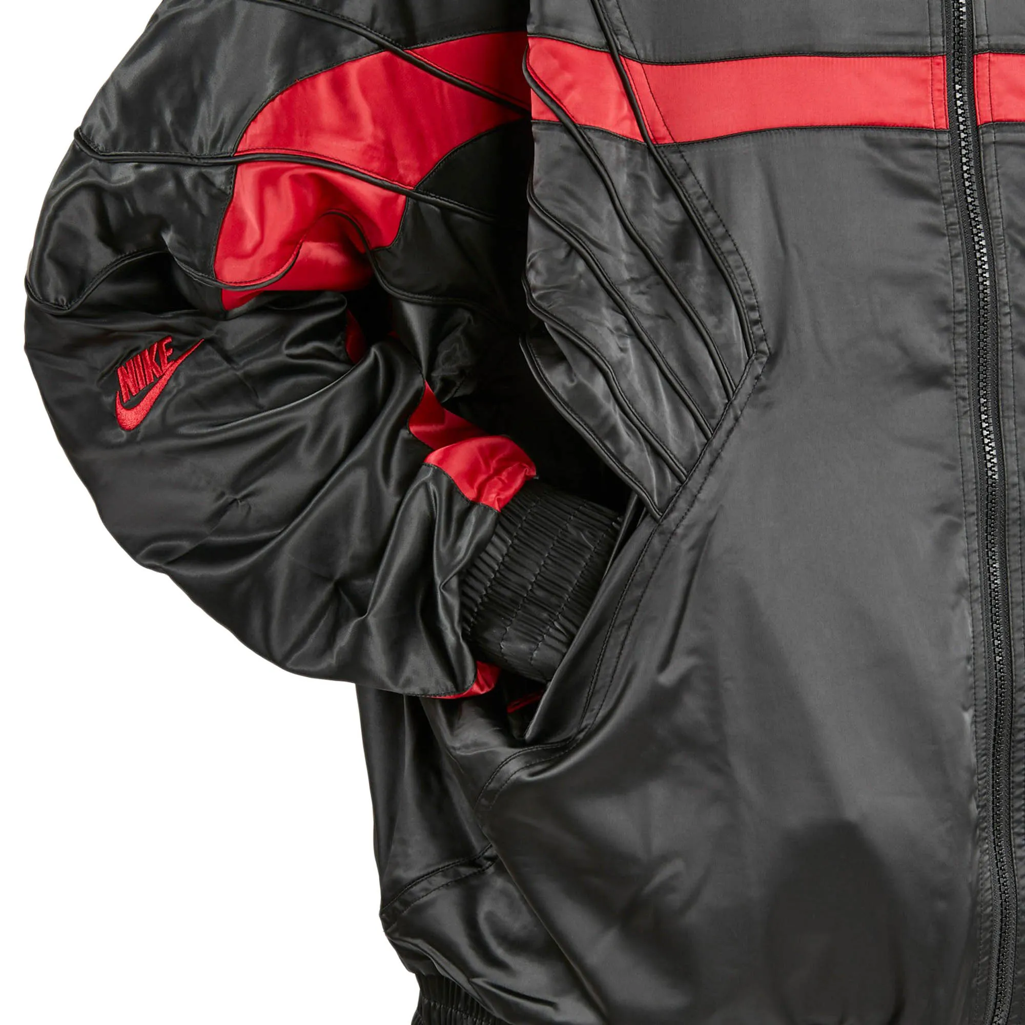 Air Jordan 5 Men's Satin Jacket Black-Gym Red