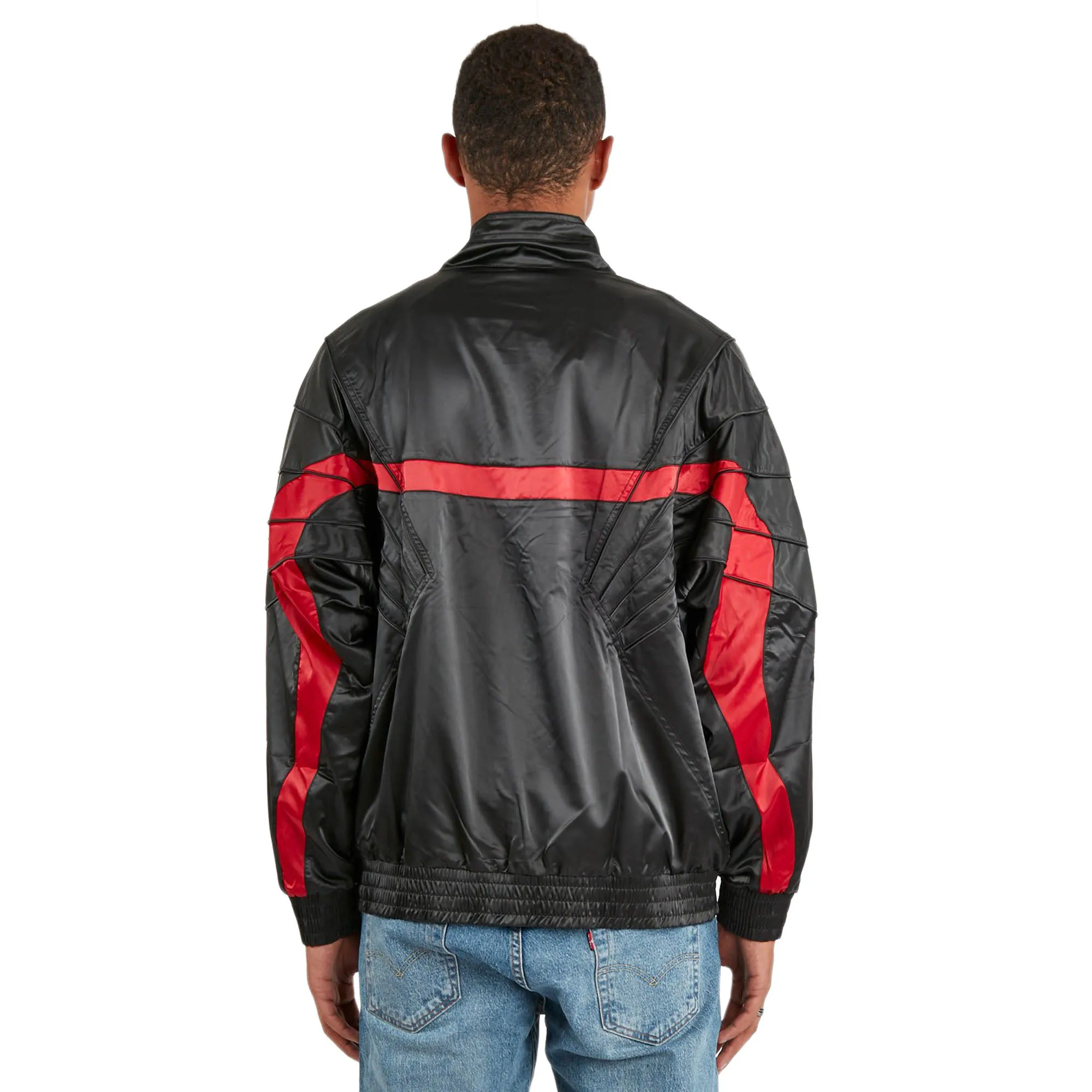 Air Jordan 5 Men's Satin Jacket Black-Gym Red
