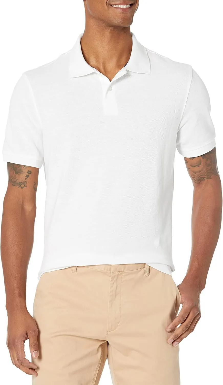 Amazon Essentials Men's Polo Shirts Short Sleeve, Slim-Fit Cotton Pique