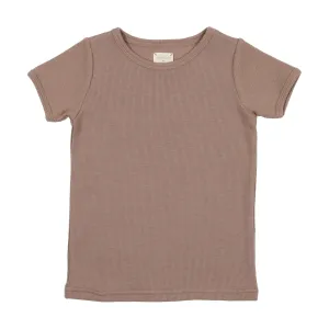 Analogie Ribbed Big Girls T-Shirt Short Sleeve - Tan