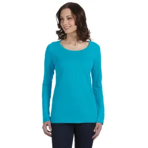 Anvil Women's Carribean Blue Ringspun Sheer Long-Sleeve Featherweight T-Shirt