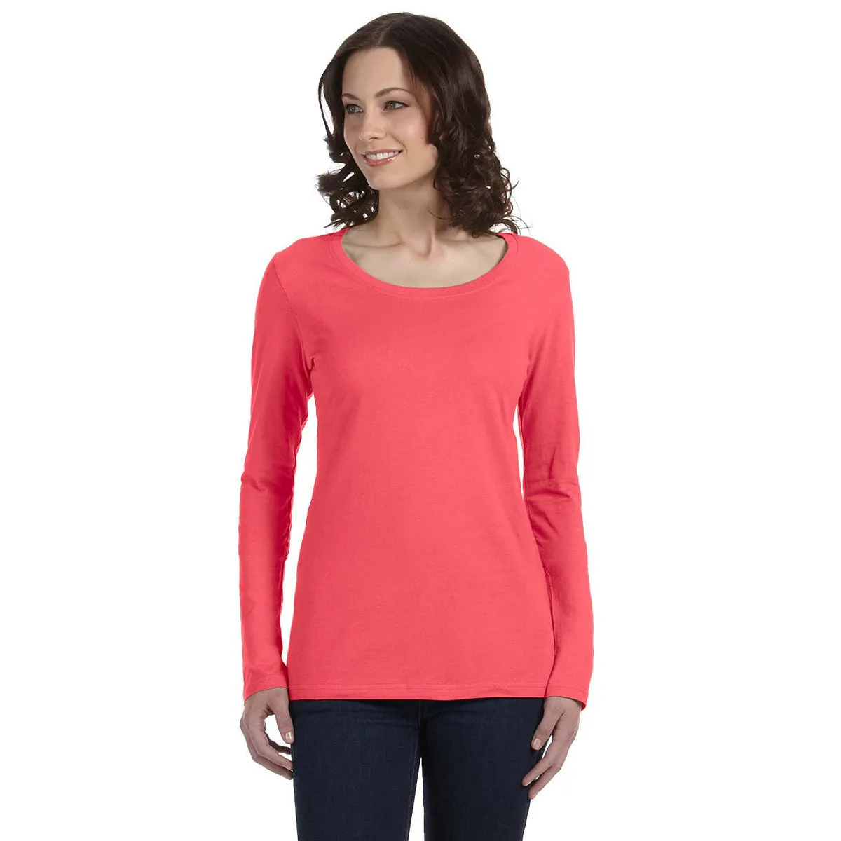 Anvil Women's Coral Ringspun Sheer Long-Sleeve Featherweight T-Shirt