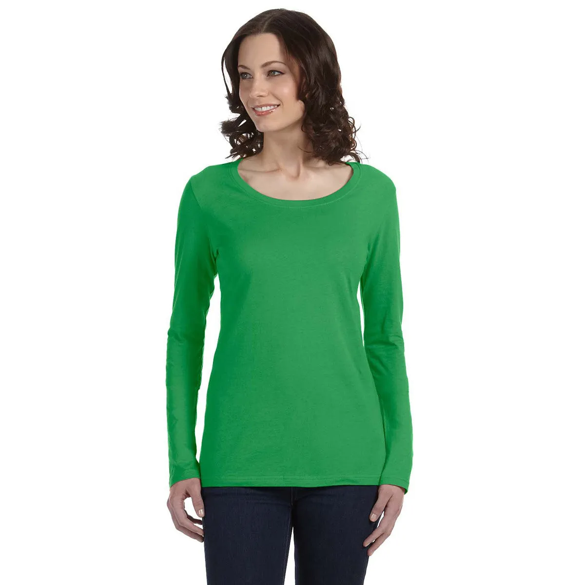 Anvil Women's Green Apple Ringspun Sheer Long-Sleeve Featherweight T-Shirt
