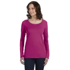 Anvil Women's Raspberry Ringspun Sheer Long-Sleeve Featherweight T-Shirt