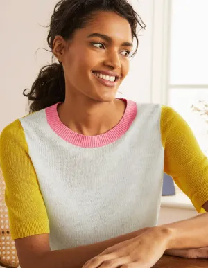 Askerton Linen Knitted Tee-Daffodil Colourblock