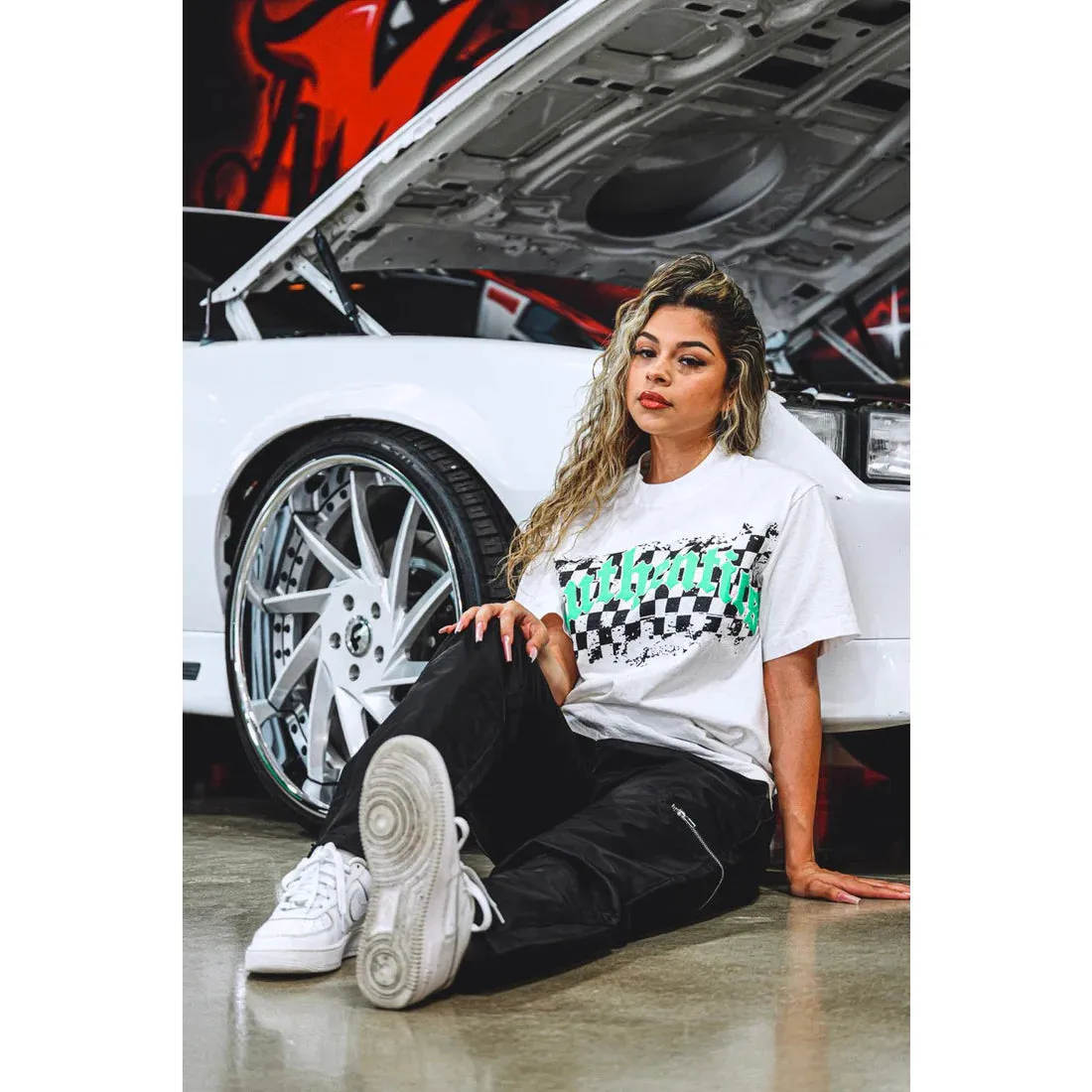 Authentics "Arch Checkered" Tee - White/Neon Green