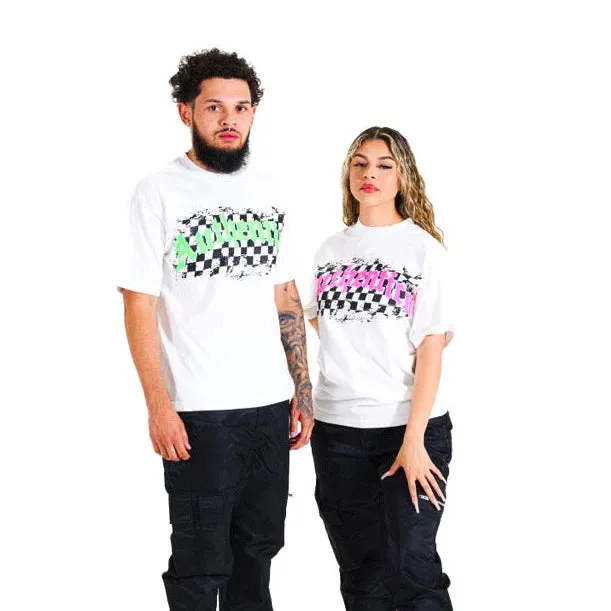 Authentics "Arch Checkered" Tee - White/Neon Green