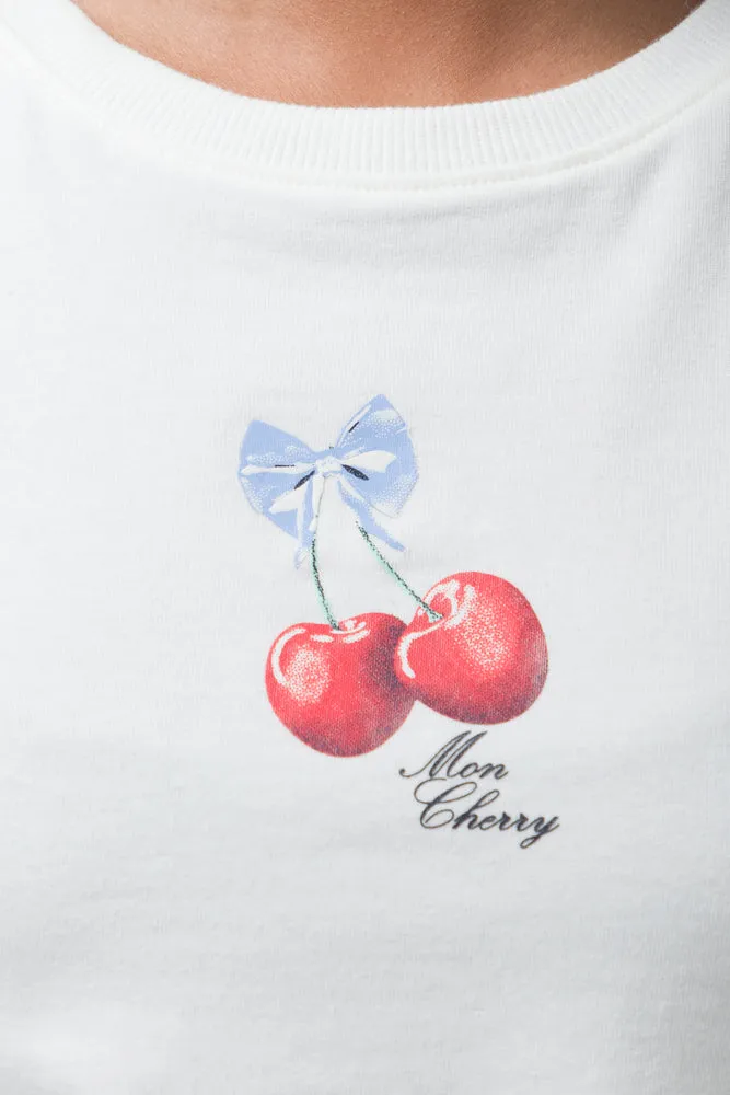 Baby T-Shirt With Cherry Print White