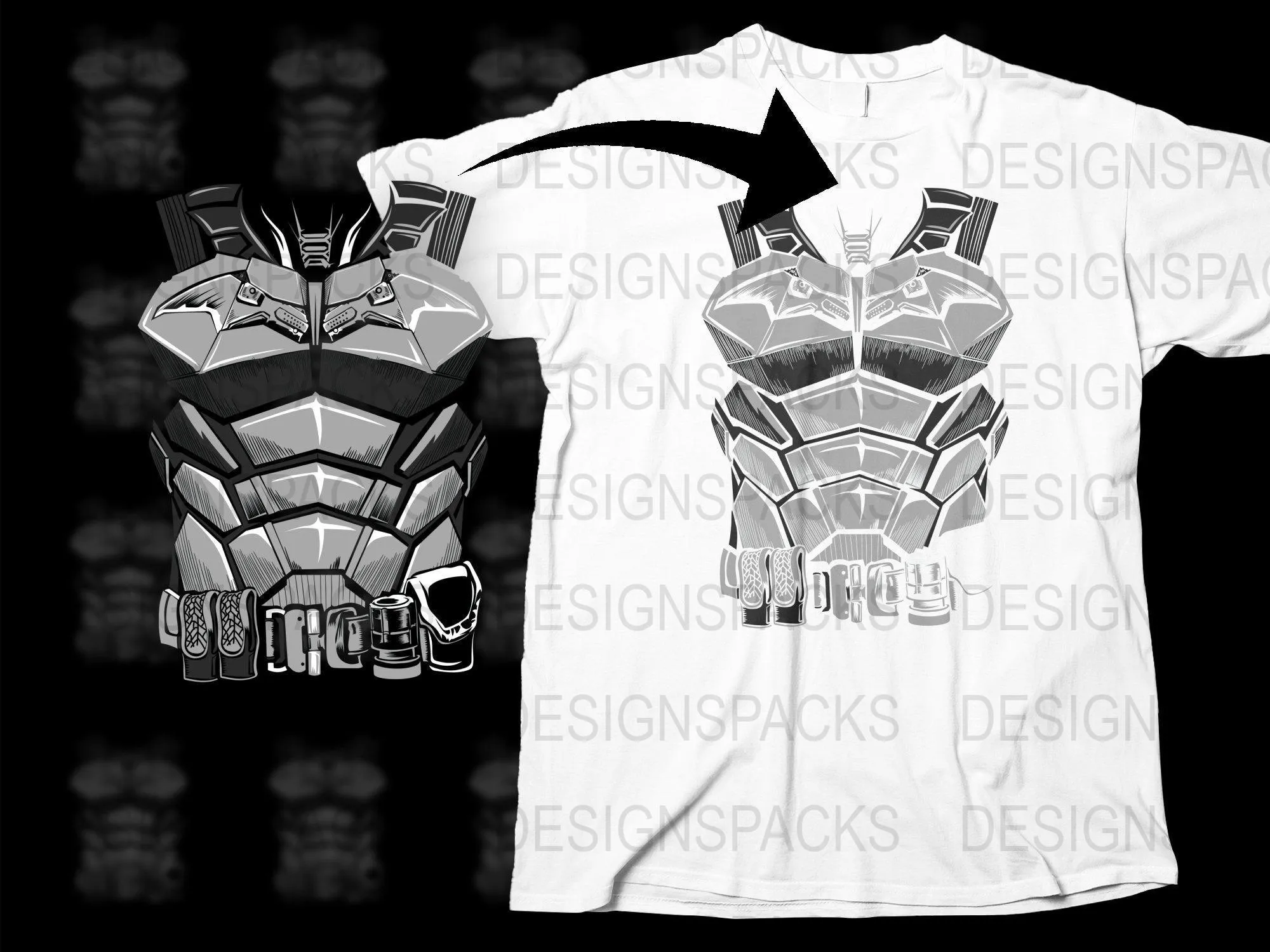 Bat-Inspired Muscle Suit Graphic Design Png Digital Download