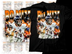 Bo Nix Multicolor Bootleg Graphic Sports Fan Png Digital Download