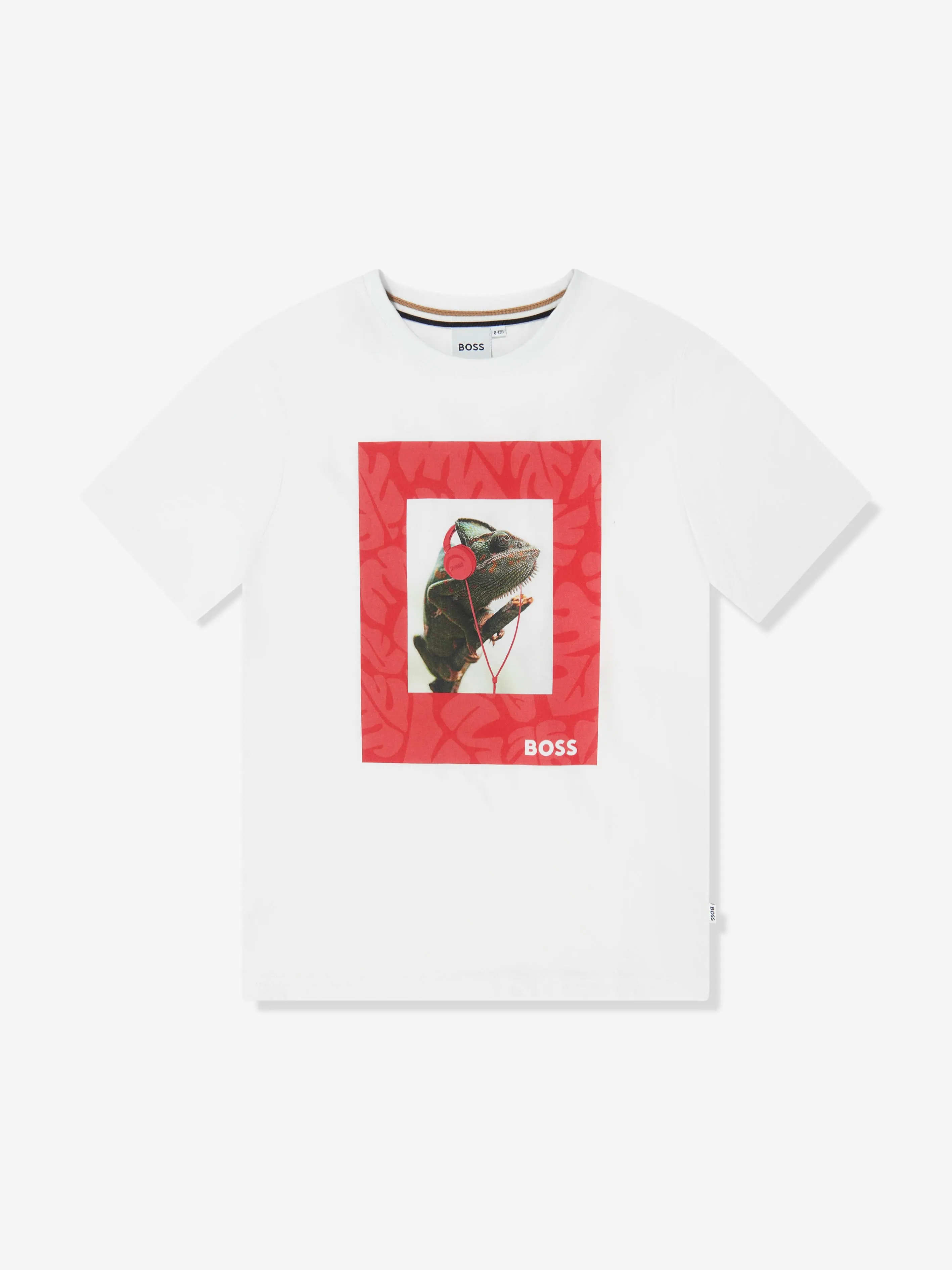 BOSS Boys Chameleon Print T-Shirt in White