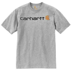 Carhartt Men's Heather Grey Signature Logo Short Sleeve T-Shirt