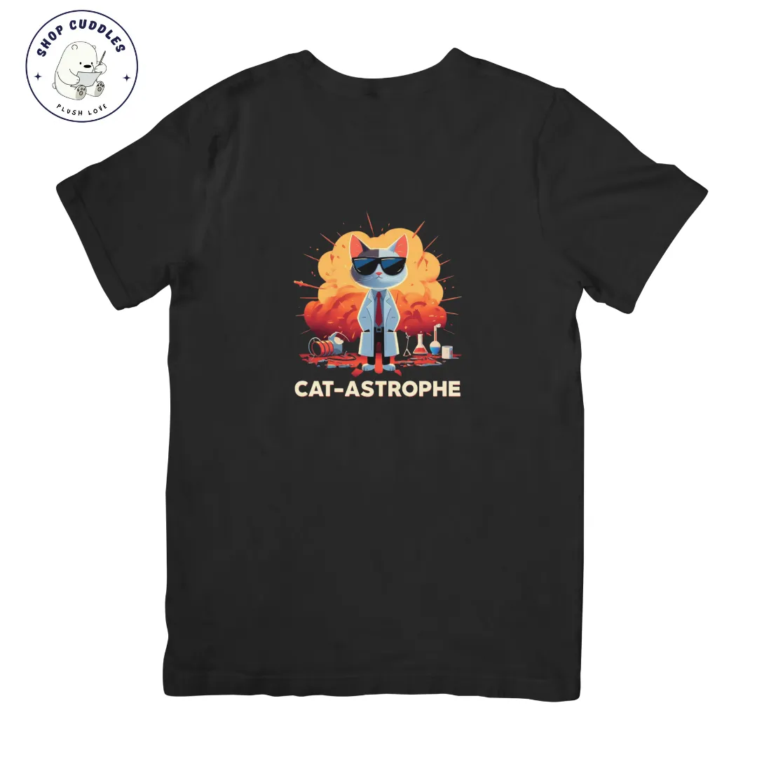 Cat Astrophe | Black T shirt | Oversized | Unisex