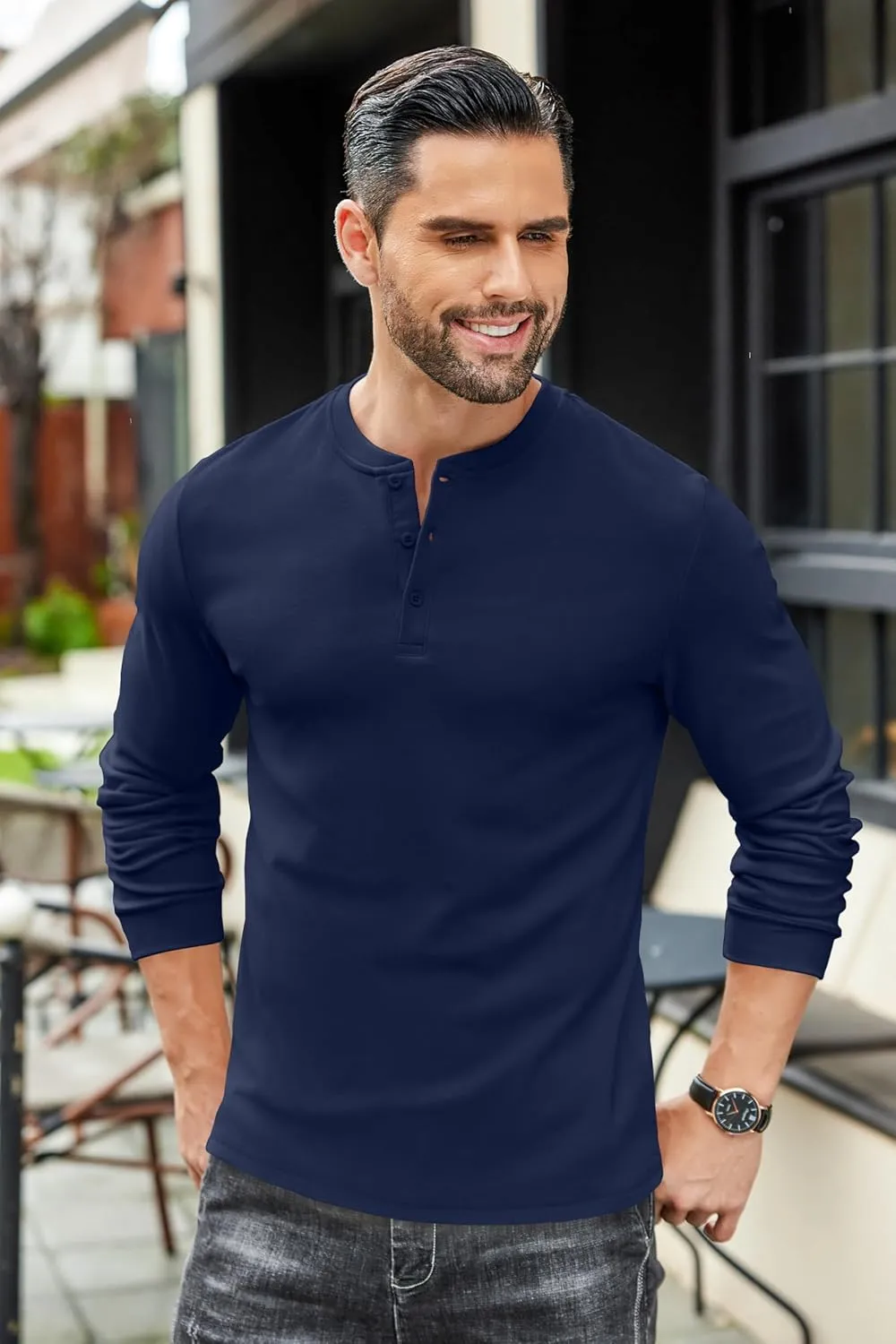 COOFANDY Men's Henley Shirts Long Sleeve Basic Pullover Shirt Lightweight Button T-Shirts