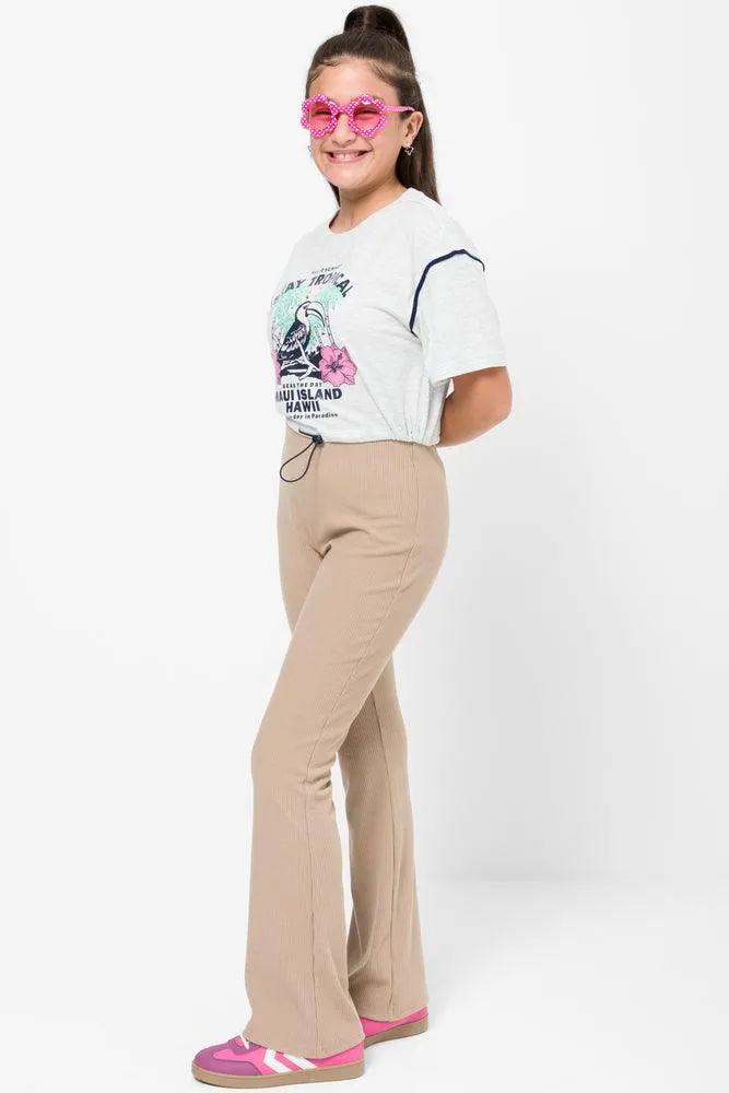 Cropped Bungee Cord Ice Cream T-Shirt Light Grey
