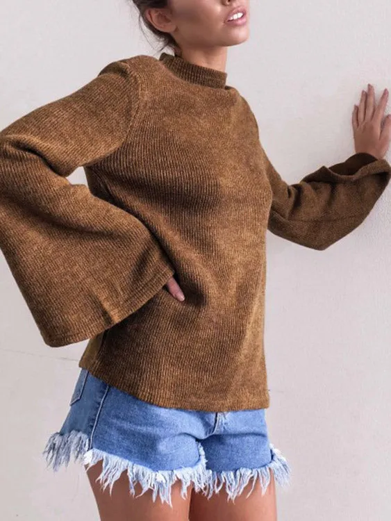 Custom Perkins Collar Plain Long Sleeve Top