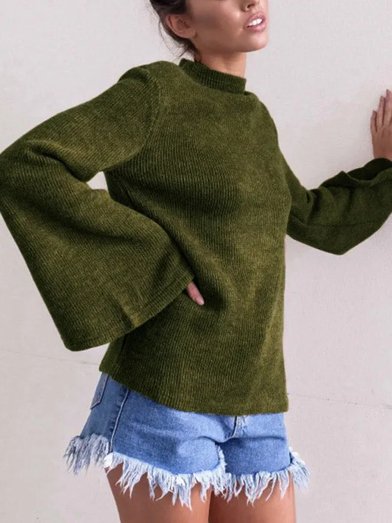 Custom Perkins Collar Plain Long Sleeve Top