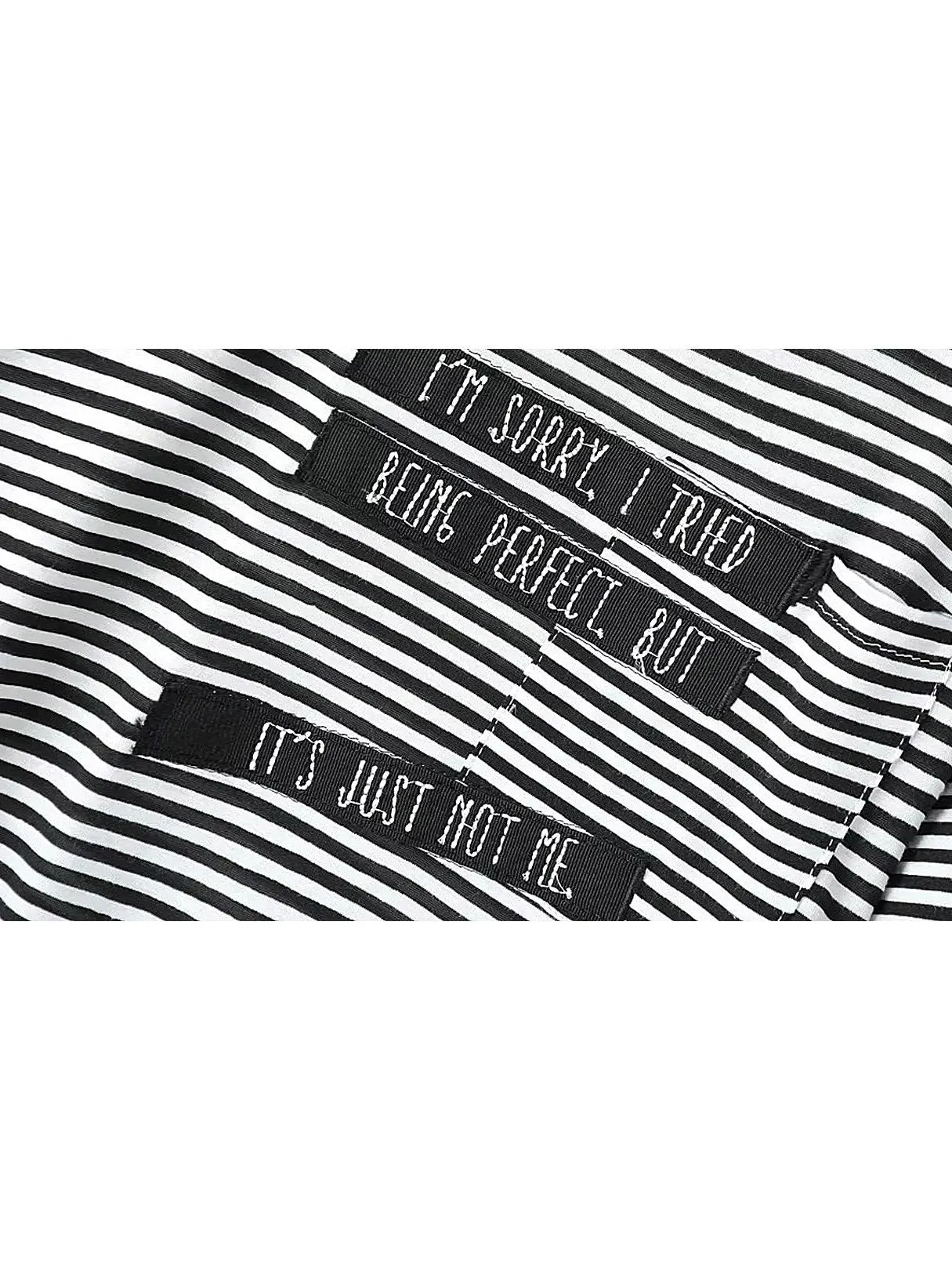 Custom Scoop Neck Stripe Letter Long Sleeve Top