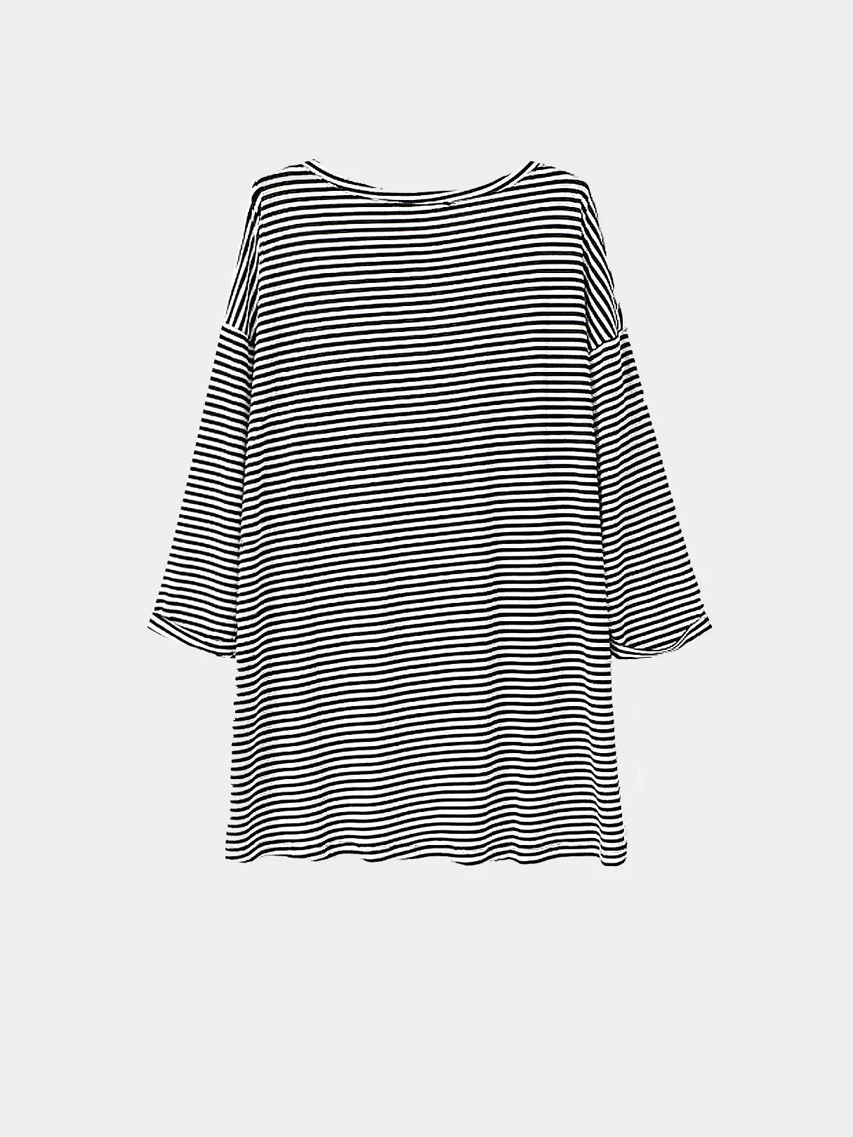 Custom Scoop Neck Stripe Letter Long Sleeve Top