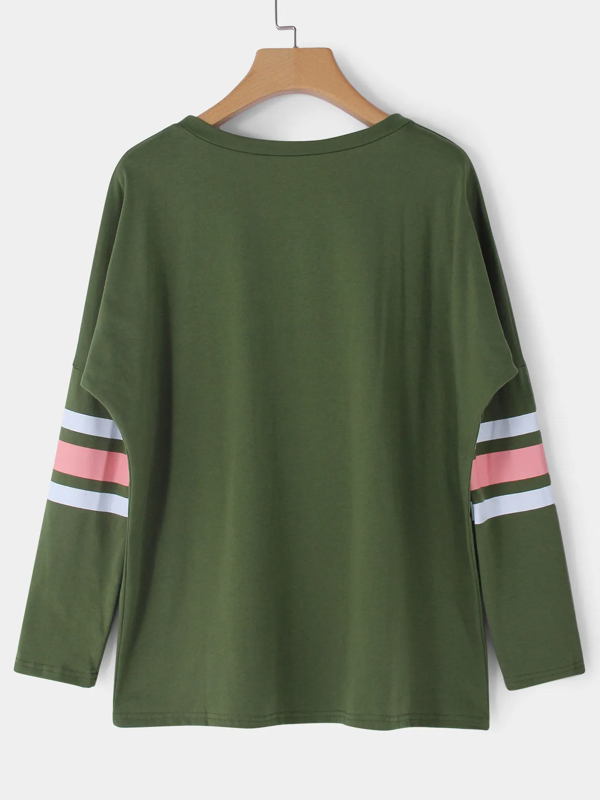 Custom Stripe Pattern Round Neck Long Sleeves T-shirt