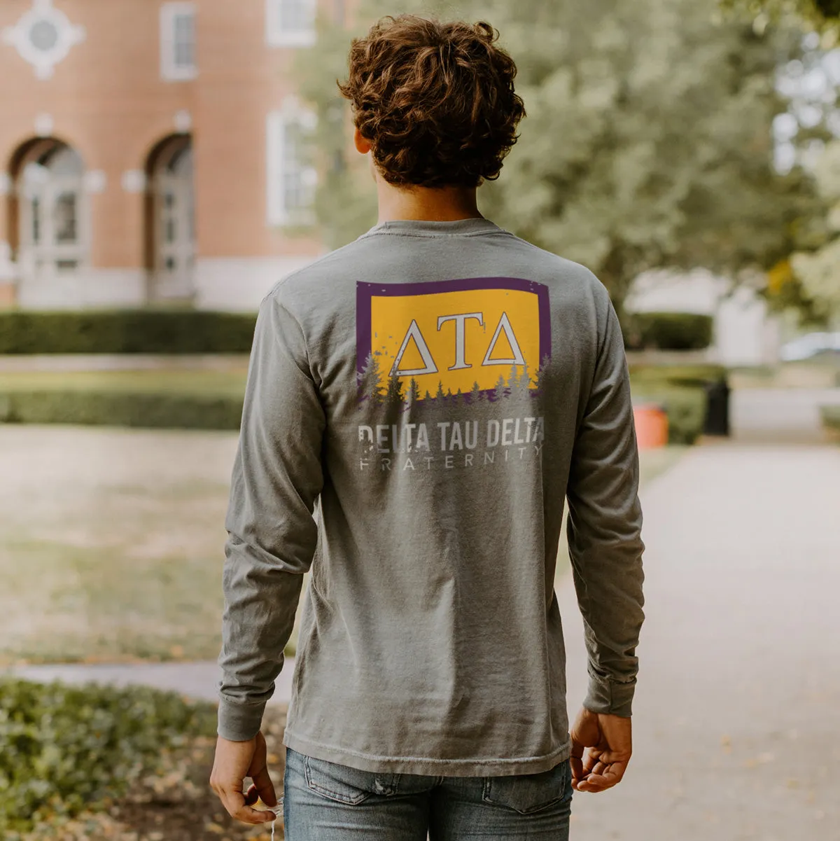Delt Gray Comfort Colors Flag Long Sleeve Pocket Tee