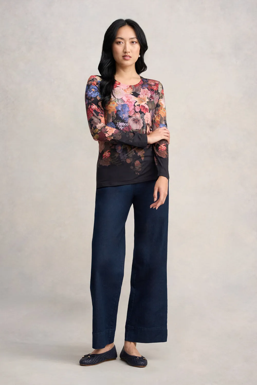 Double Layer Long Sleeve Tee - Midnight Floral