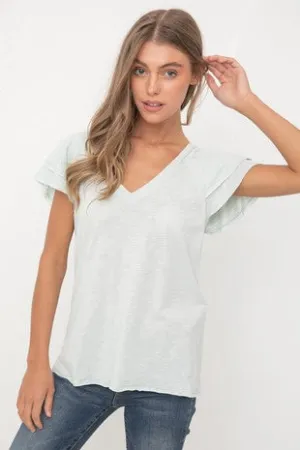 Double Ruffle Raglan Short Sleeve Tee