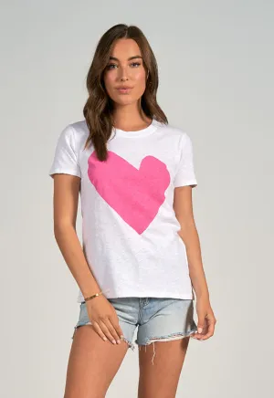 Elan - Crew Neck Tee Shirt White Heart