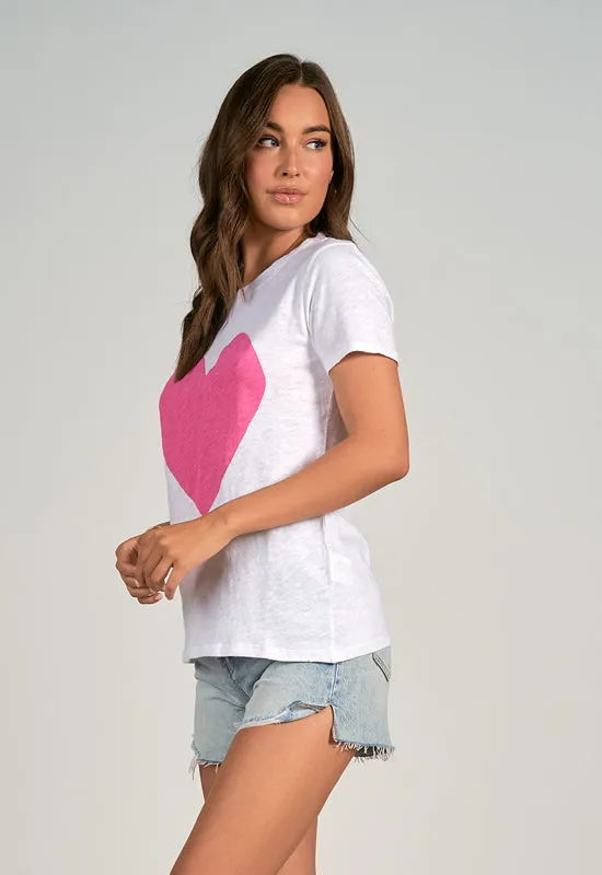 Elan - Crew Neck Tee Shirt White Heart