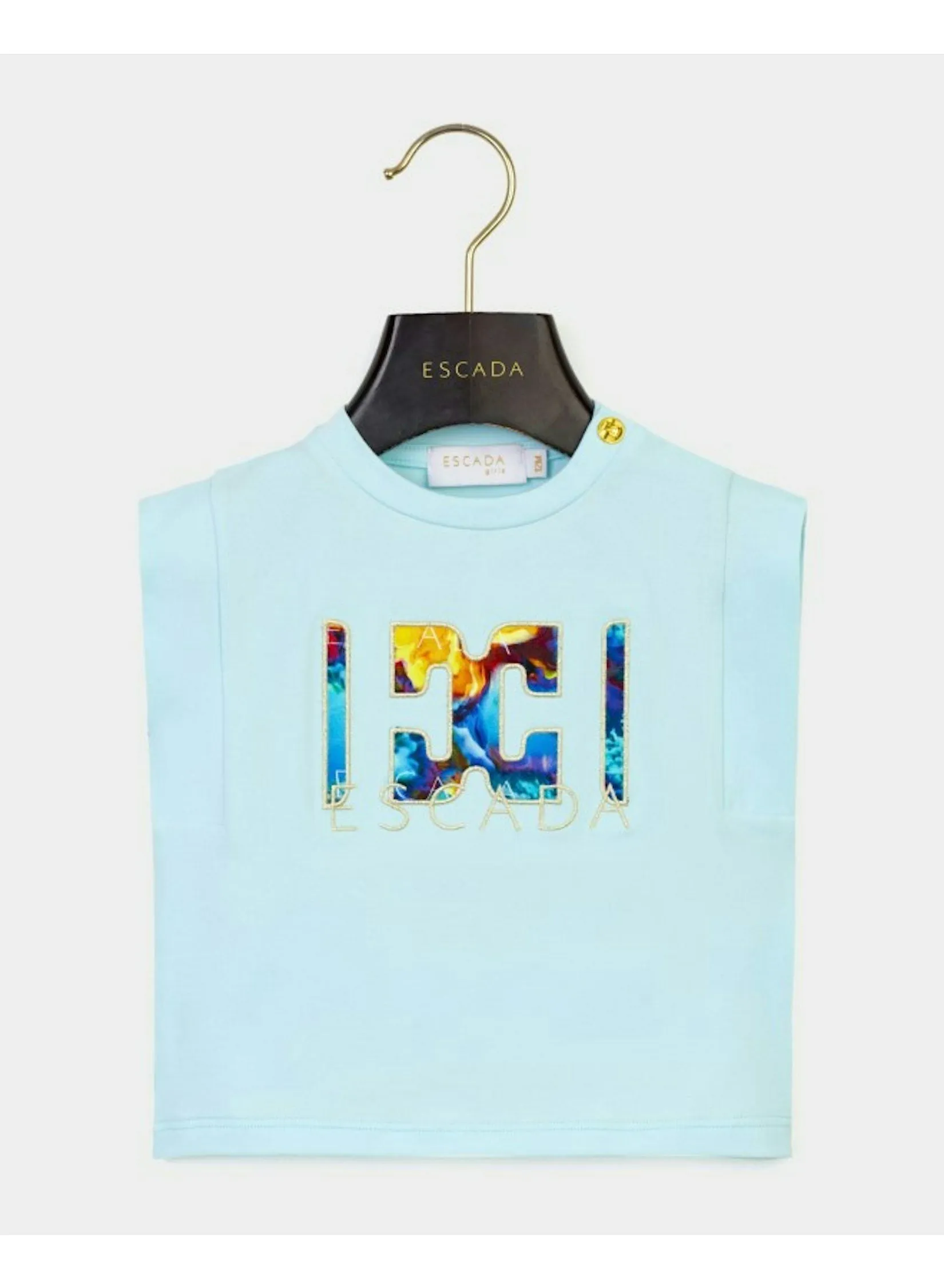 ESCADA MUSCLE TEE WITH CONTRAST FLORAL PRINT LOGO