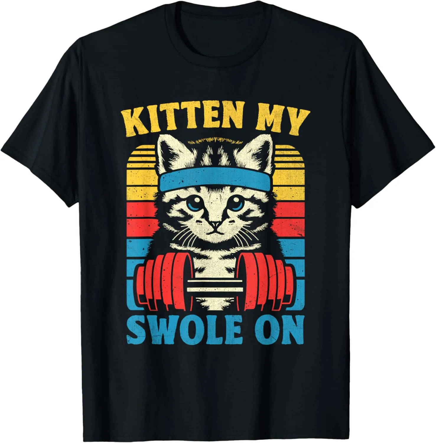 Funny Cat Kitten My Swole On Workout Cat Lover Retro Vintage T-Shirt