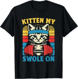 Funny Cat Kitten My Swole On Workout Cat Lover Retro Vintage T-Shirt