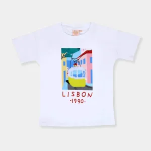 Girls T-Shirt Lisbon Beach E-C -White
