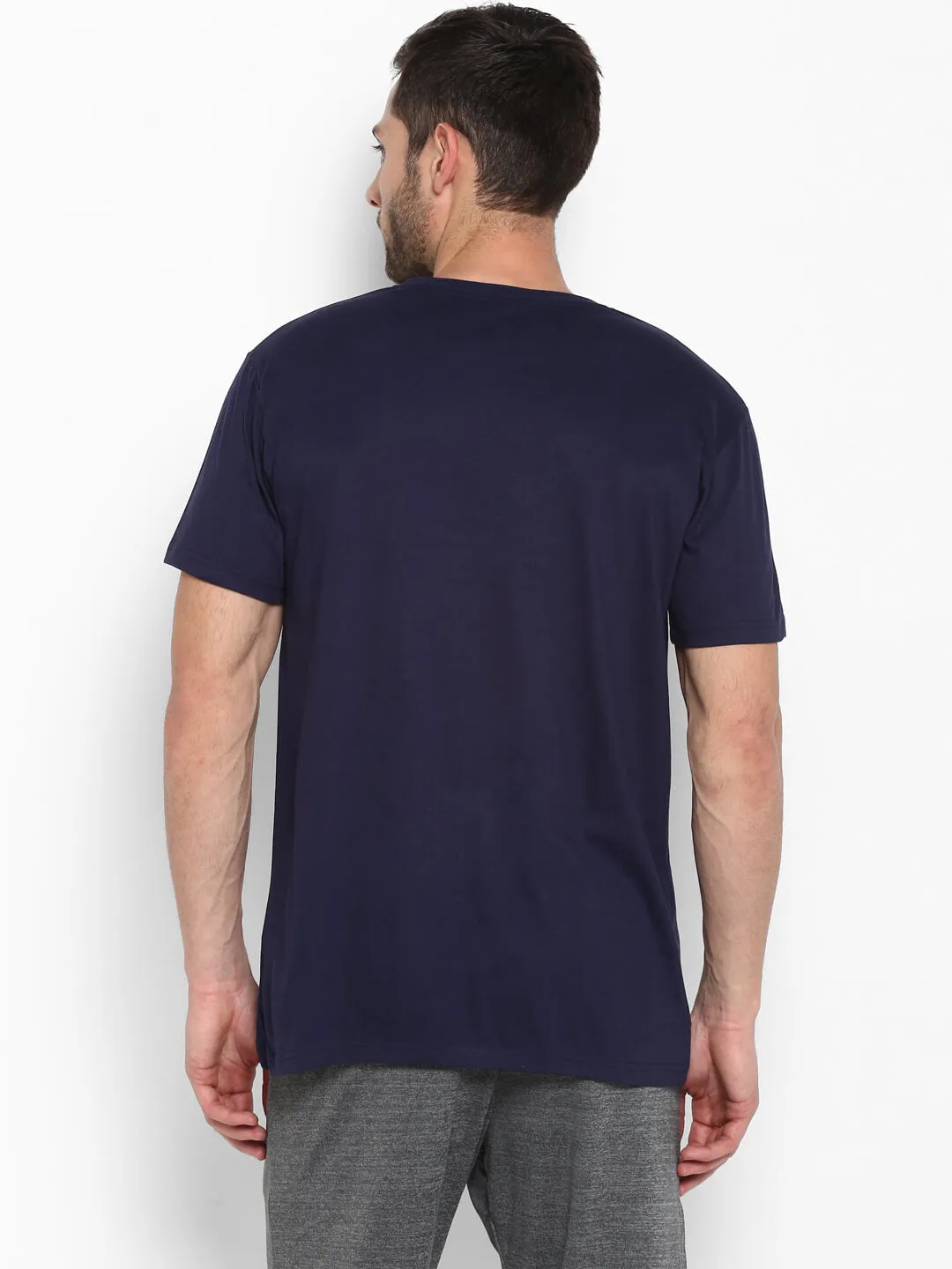 Go Cotton Logo Round Neck Cotton Rich Half Sleeve Solid Regular fit Cottonpoly T-shirt for Men Comfortable soft Breathable Fabric Stretchable for Everyday Use Ideal for Casualwear