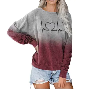 Gradient Pink Heart-Shaped Printed T-Shirt Women wholesale