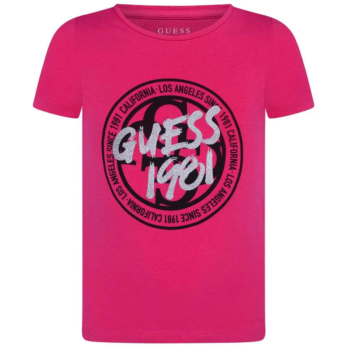 Guess Girls T-Shirt - Raspberry Cotton Stretch Jersey T-Shirt
