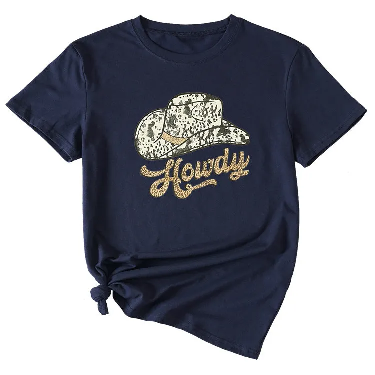 Howdy Funny Graphic Short Sleeve Crew Neck Top T-shirt