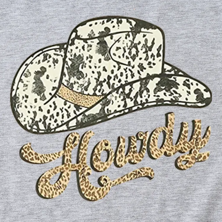 Howdy Funny Graphic Short Sleeve Crew Neck Top T-shirt