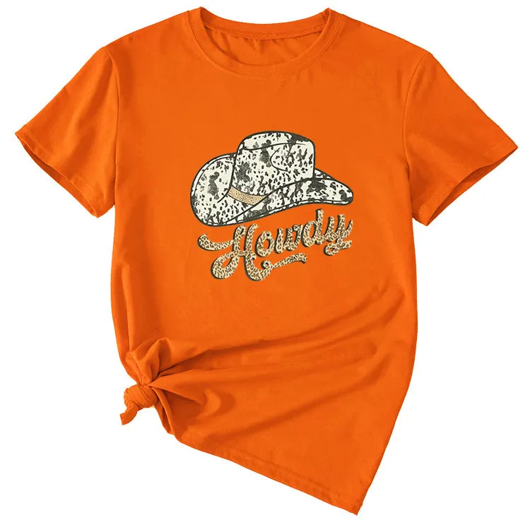 Howdy Funny Graphic Short Sleeve Crew Neck Top T-shirt